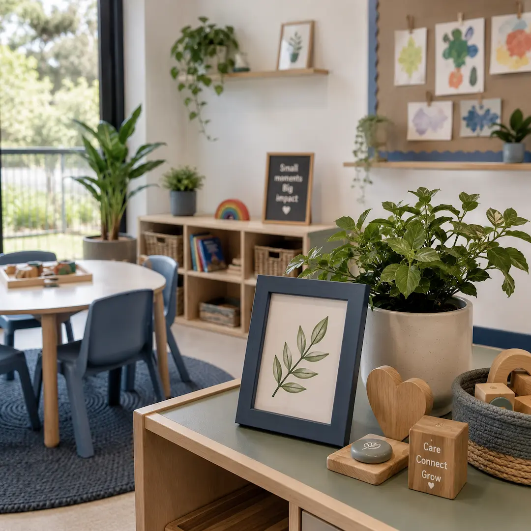Consistent and nurturing childcare classroom environment designed to support strong educator-child relationships and learning continuity.