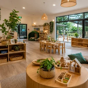 Spacious childcare centre in Park Ridge featuring natural learning areas, modern facilities, and engaging indoor-outdoor environments.