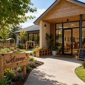 Safe and welcoming childcare centre in Heritage Park with secure outdoor play spaces, landscaped grounds, and bright early learning classrooms designed for young children.